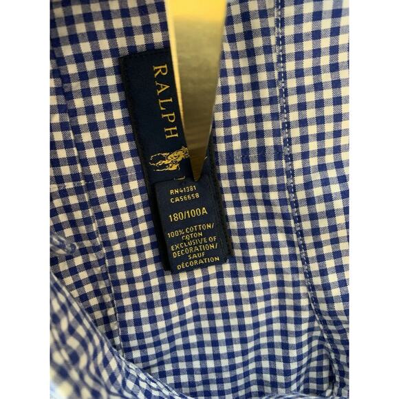 POLO RALPH LAUREN Men’s Long Sleeve Button Up Shirt Size Large Blue White Check - Picture 11 of 16